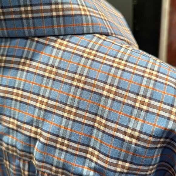 Peter Millar blue plaid button down shirt. Medium. - Picture 4 of 6
